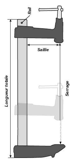 Serre joint a pompe rail 30*8 mm, 500*100 mm